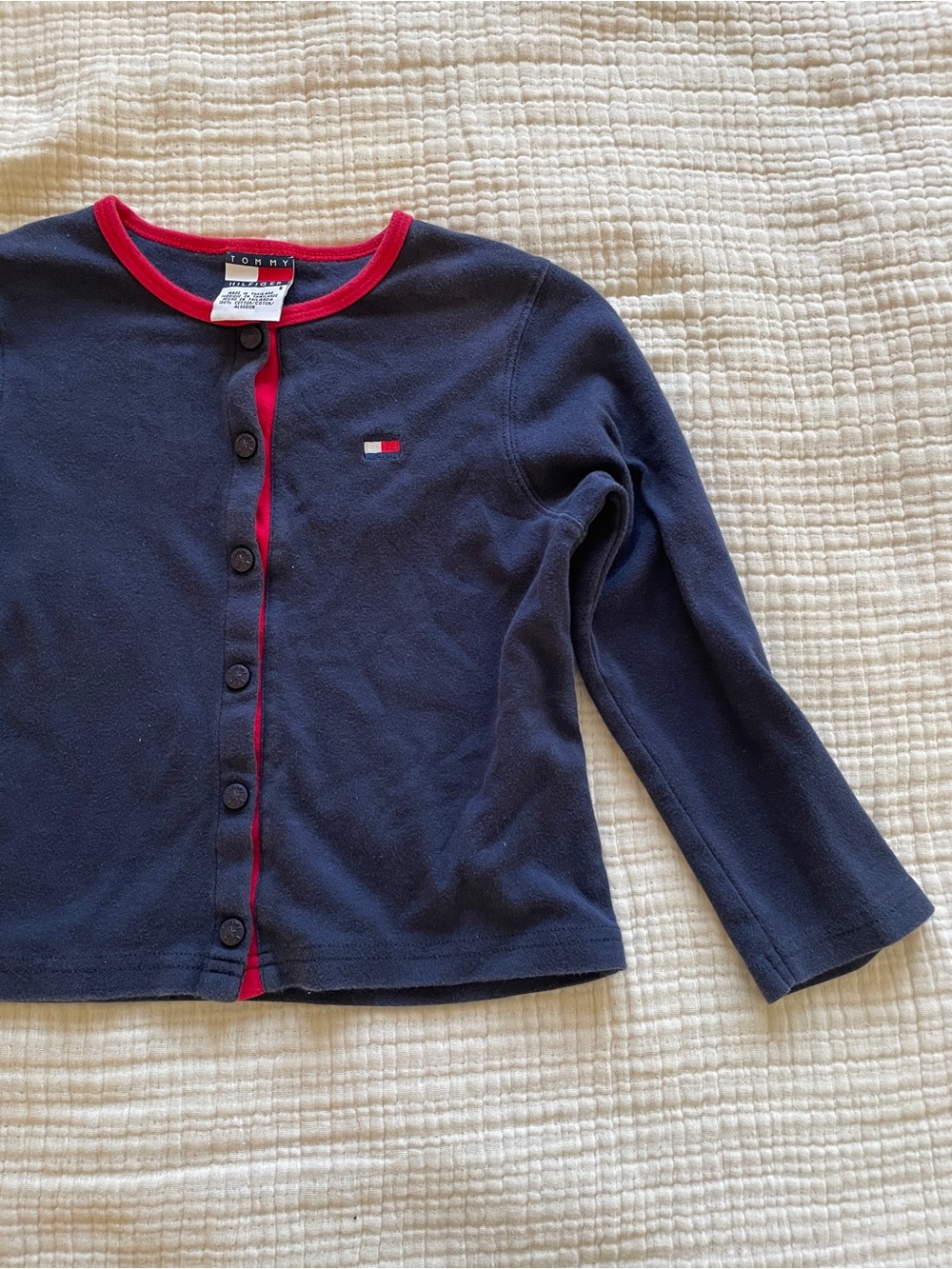 Tommy Hilfiger Navy & Red Girls' snap Cardigan